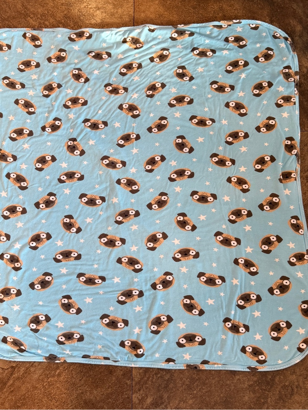 Larkspur Baby Co Bamboo Blanket Light Blue Repeating Pug Dog Discontinued Print